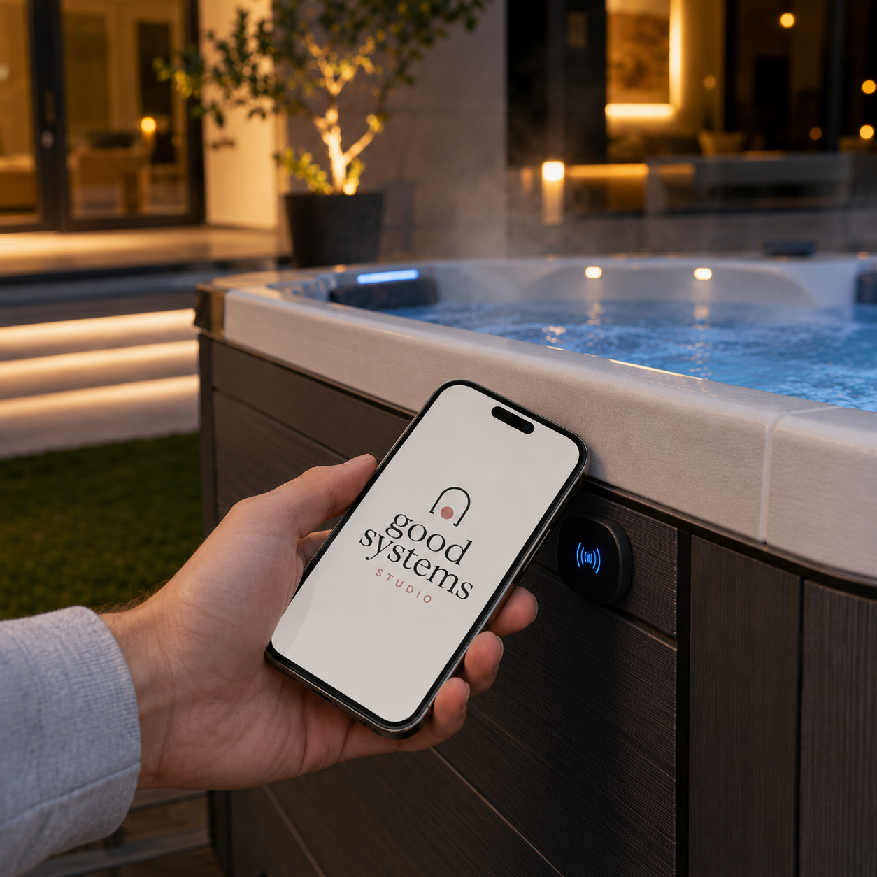 Tap an NFC sticker on a spa with an iPhone